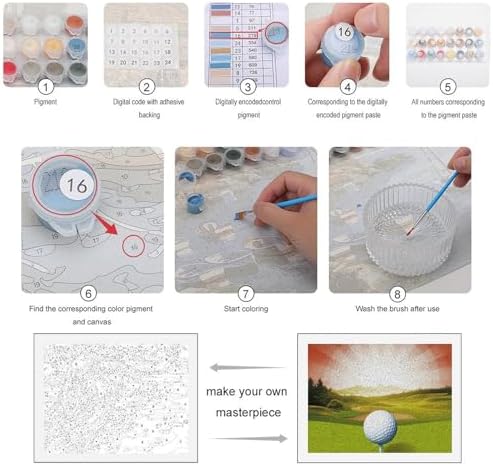 QMNBTES Paint by Numbers Kit for Adults Beginner Golf Sport Paint by Number Kits on Canvas Number Painting Drawing Paintwork DIY Oil Painting Kits for Gift Home Wall Decor