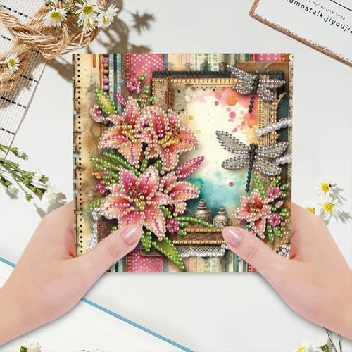 Diamond Art Cards with Envelopes–6PCS DIY Diamond Painting Greeting Cards Kit | Card Making Kit with Bling for Adults & Beginners | Birthday,Holiday & Thank You Cards (Flower)