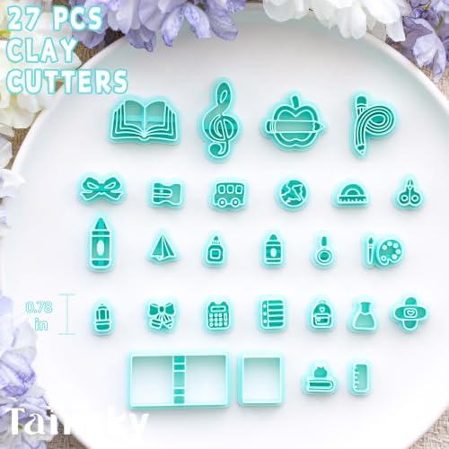 Tainsky Back to School Polymer Clay Cutters, 27 School Supply Shapes