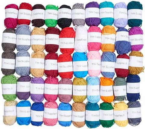 TYH Supplies Acrylic Yarn for Crocheting & Knitting, 50 Unique Colors, 44 Yards Each (2200 Yards Total), DK Light Worsted Weight, Soft Mini Skeins for Amigurumi, Crafts, Kids & Adults