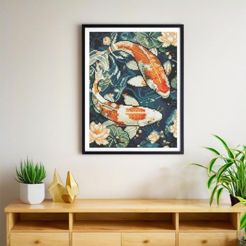 bleihum Diamond Art Kits for Adults Koi, 5D Diamond Painting 12x16inch