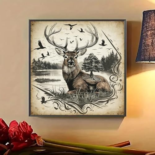 Lophomie Diamond Art Kits for Adults, 5D Deer Diamond Painting Kit 14x14 in