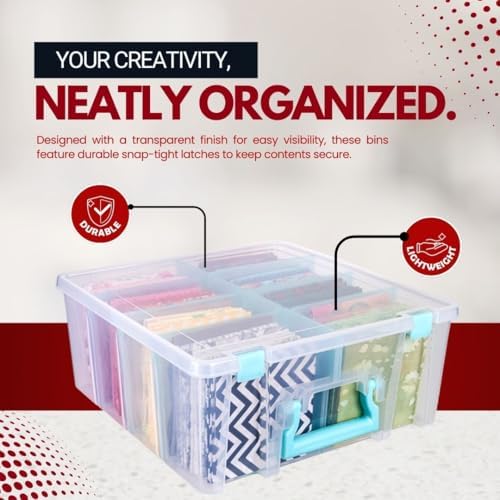 ArtBin 6990SA Super Satchel Double Deep with Removable Dividers, Large Portable Art & Craft Storage with Handle, Translucent/Aqua Mist