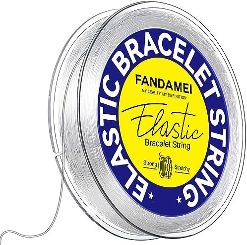 FANDAMEI 0.5mm Elastic Bracelets Strings Cord, Elastic Crystal Stretch Bead Cord for Jewelry Making, Clear Stretchy Elastic String Cord for Beading, Transparent Thread for Bracelet Necklace Making