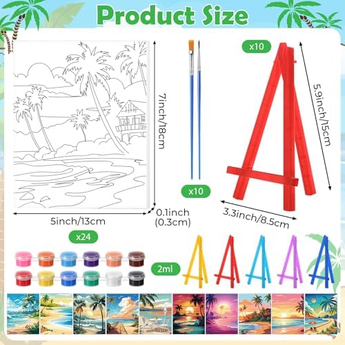 Blosssound 10 Set Pre Printed Canvas for Painting 5x7, Hawaii Canvas
