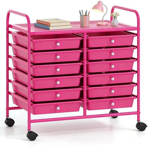 COSTWAY 12-Drawer Rolling Storage Cart, Utility Storage Organizer Cart