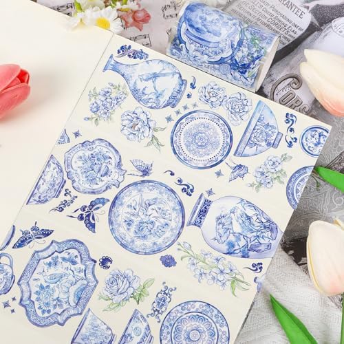 Sitsink PET Tape for Journal Scrapbooking - Elegant Chinoiserie PET Tape Stickers for Crafts Junk Journal Supplies Notebook Scrapbook DIY Decor
