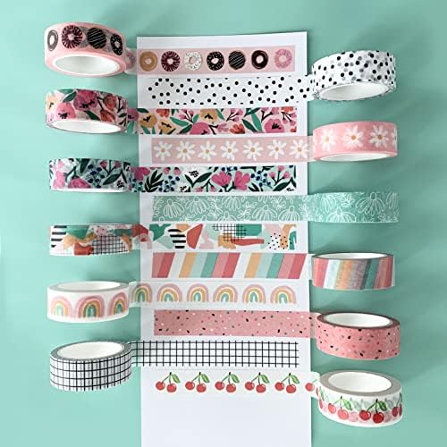 12 Rolls Washi Tape Set for Journaling, Scrapbooking & Decorative Crafts