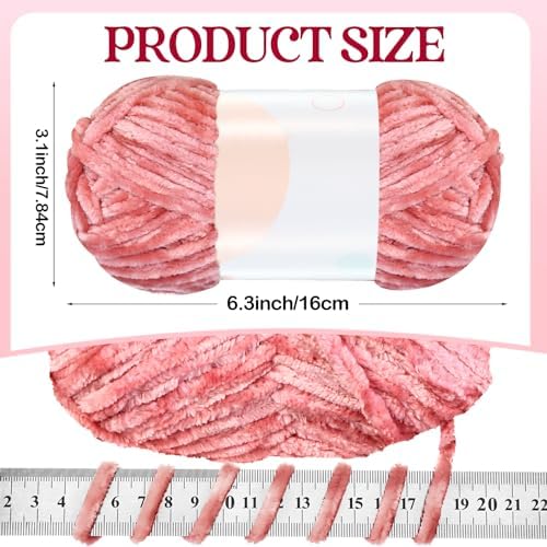 Woanger 20 Skeins Chenille Yarn Bulk for Crochet Knit 2000g, Pink Tone