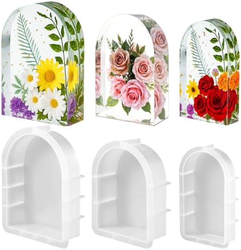 Large Resin Molds 3 PCS Arch Silicone Molds Kit Deep Pour Molds for Epoxy Resin Flower Preservation Furniture Decoration