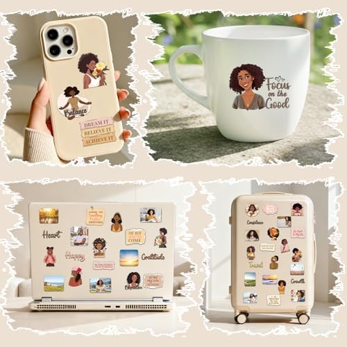 Vision Board Supplies Scrapbook - 50 Pcs Black Girl Travel Stickers