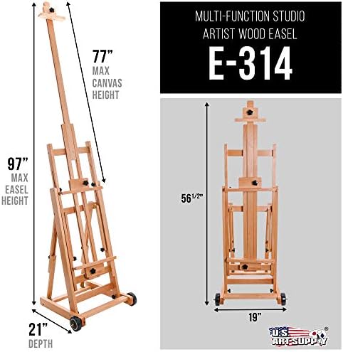 U.S. Art Supply Master Multi-Function Studio Artist Wooden Floor Easel