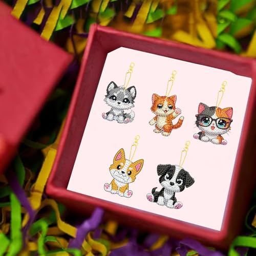 8 PCS Diamond Art Keychain Kits for Kids, DIY Diamond Painting Crafts, Beginner Art Kit, Arts & Crafts Gift for Ages 8–12