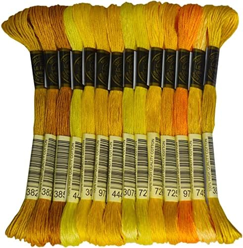Premium Rainbow Color Embroidery Floss - Cross Stitch Threads - Friendship Bracelets Floss - Crafts Floss - 14 Skeins Per Pack Embroidery Floss, Pale Yellow Gradient