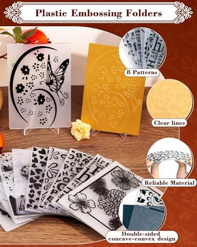 FIVEIZERO 8 Pcs Embossing Folders for Embossing Machine, 5.8 x 4.1 Inch Paper Card Embossing Templates, Love Letter Series for Card Making, Scrapbook, Photo Album & DIY Crafts