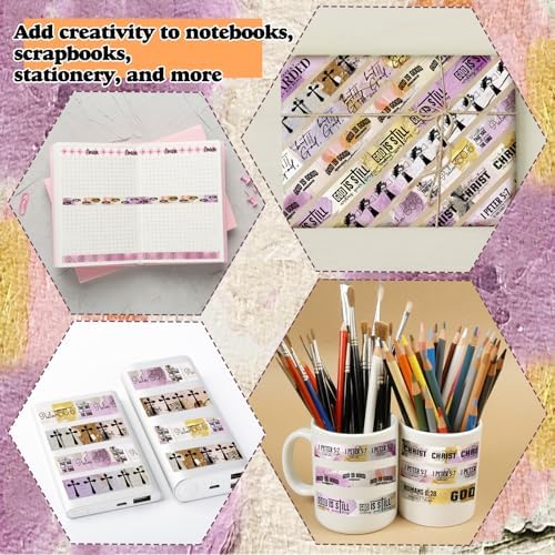 24 Rolls Christian Washi Tape Gifts for Bible Journaling, Purple