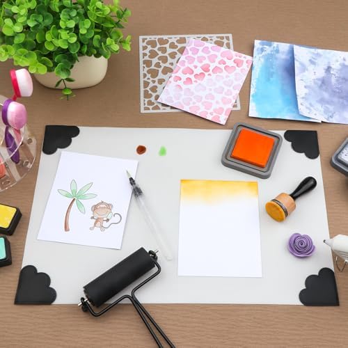 CYFUN DESIGN 2PCS Non-Stick Craft Mat for Card Making Stamping Ink Blending 15.75x10.24in Heat Resistant Media Surface Mat Use for Glass Media Mat Stamping Platform with Weighted Reinforced Corners