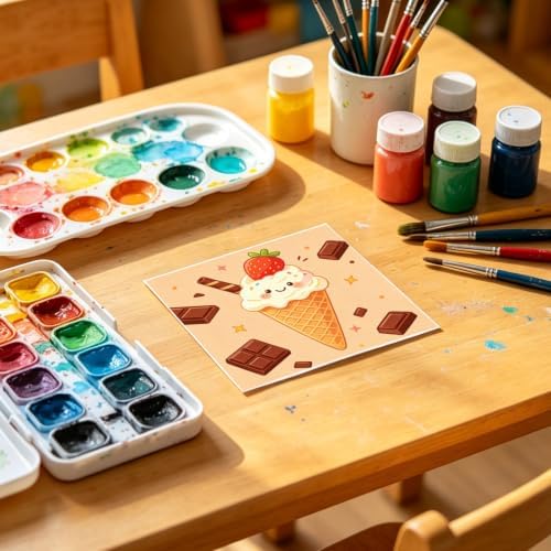 12 Packs Food-Themed Pre Drawn Canvas to Paint, Pre Printed Canvas for Painting, Pre Stretched Canvas Outline Painting Boards for Beginners, Students, Party Favors（4 * 4inch）