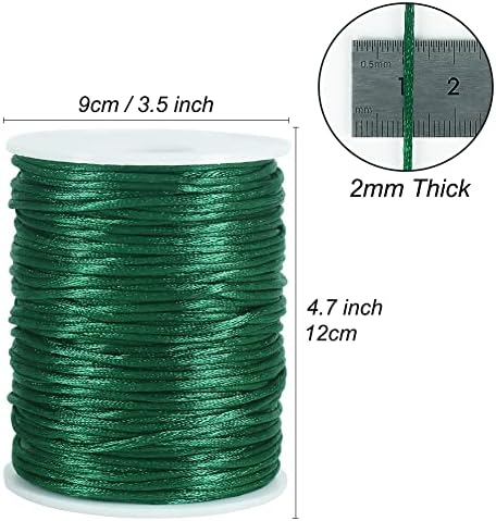 Tenn Well 295ft 2mm Satin Nylon Cord Silky Rattail Dark Green for Crafts