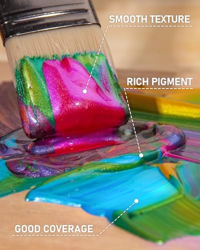 Nicpro Iridescent Black Acrylic Paint, 8.45oz Large Black Metallic Paint | Color Shifting Glitter Craft Paint, Non-Toxic Art Painting Supplies, for Canvas Rocks Wood Glass Ceramic Fabric