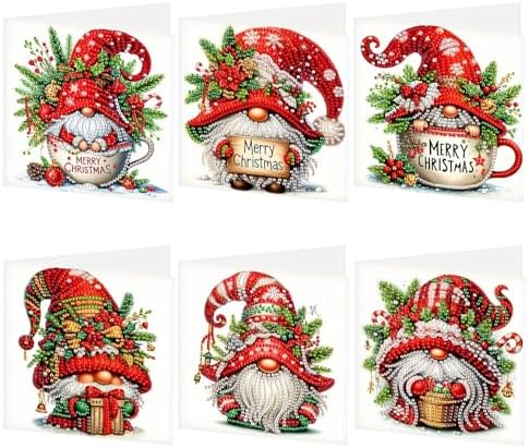 LumiCraft 6 Packs Merry Christmas Diamond Art Painting Greeting Card Kits