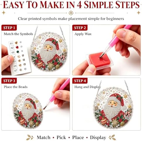 Christmas Pearl Diamond Art Kits for Adult，Hanging Pearl Painting Kit