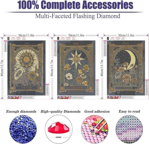 3pack card Diamond Art Kits for Adult Diamond Painting Kit for Beginner