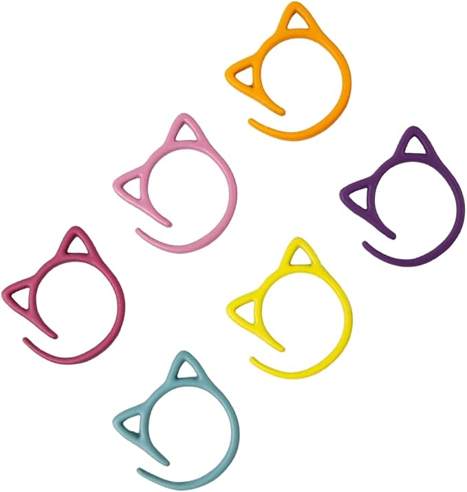 Wonafa 30 Pcs Color Cat Stitch Marker Crochet Markers for Crocheting, Crochet Markers Ring (Cat-30Pcs)