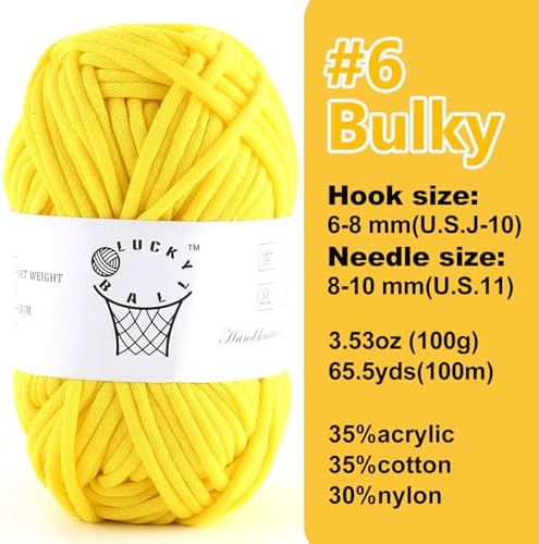 100g Yarn for Crocheting and Knitting,66yds/60m Cotton Yarn for Beginners,Cotton-Nylon Acrylic Blend Yarn for Beginners Crochet Kit Making(Lemon)