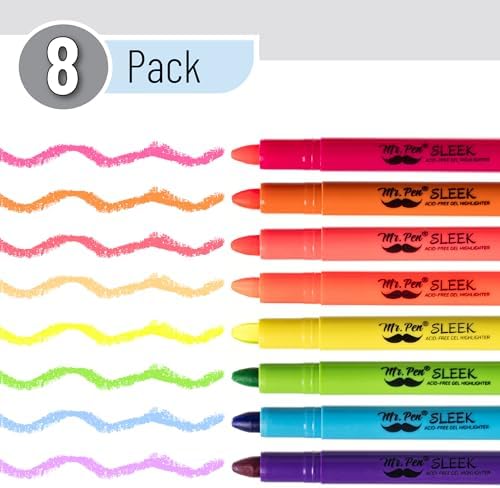 Mr. Pen- No Bleed Gel Highlighters, Vibrant Colors, 8 Pack
