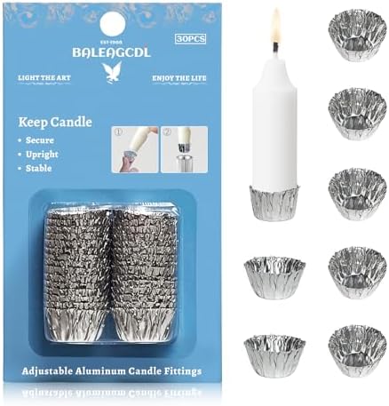 Taper Candle Fittings -Taper Candle Holders Fitters,Silver Bobeches for Candle Upright Set of 30