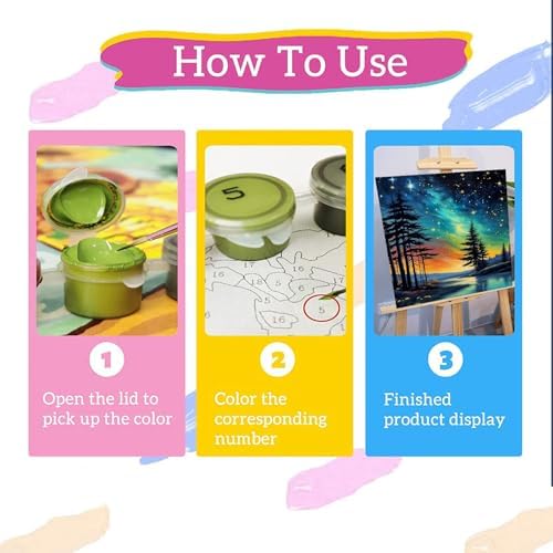 Starry Sky Paint by Numbers for Adults, Landscape Paint by Number on Canvas