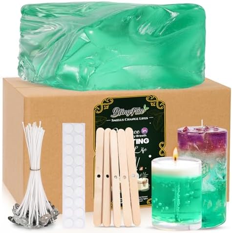 Blingfun Clear Wax for Candle Making-DIY Aromatherapy Candle Making Gel raw Materials, can add Dried Flowers/Fragrance, smokeless Safe Candle Materials, Birthday Christmas Gift Decoration (Green)