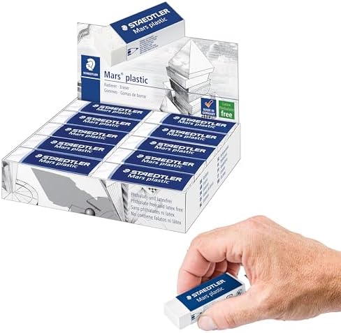 STAEDTLER Mars Plastic Vinyl Erasers (20-Pack), White Erasers for Clean & Precise Results - Latex-Free, Minimal Crumbling