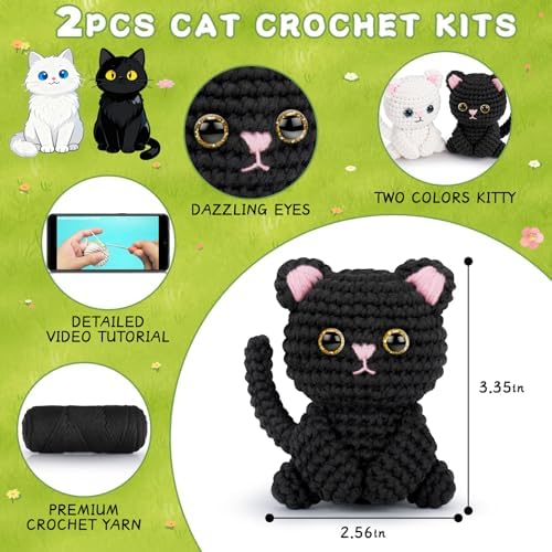 Crochet Kit for Beginners, Cat Crochet Kits Complete Starter Kit