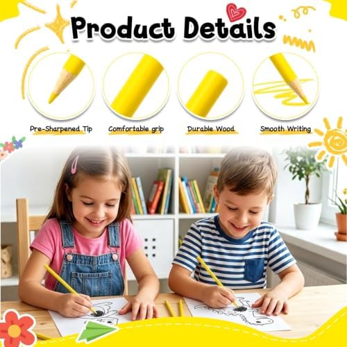 12 PCS Yellow Colored Pencils, Pre-sharpened Professional Wooden Art Pencils Set for Artists Painting | Premium Drawing Sketching Supplies