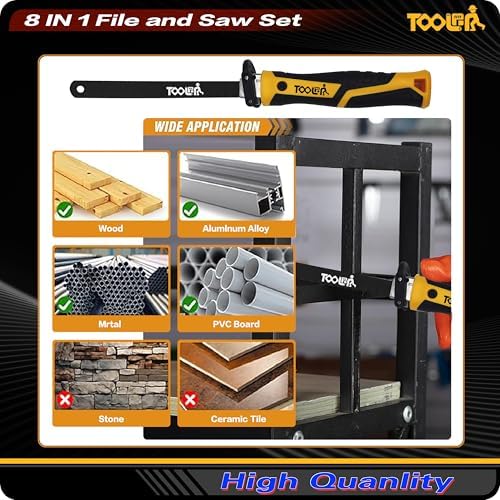 TOOLAN: File Set, File & Saw Set. metal file,metal files tools for steel,Professional Steel File Triangle/Flat/Half-Round/Round Files for MetalWoodPlastic,Woodworking, Blade Quick Change Mechanism