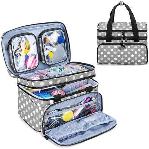 BAFASO Double Layer Sewing Accessories Organizer, Polka Dots