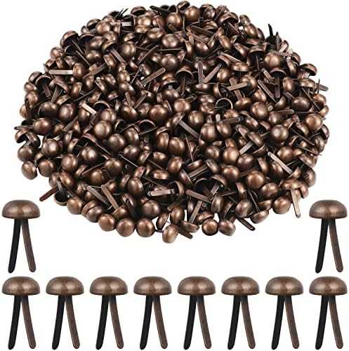 Hotop 500 Pcs Brad for Paper Crafts Metal Paper Fasteners, Red Bronze