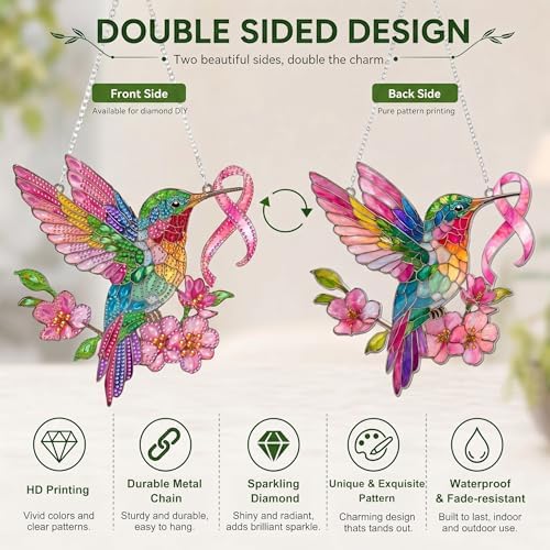 HMZephitiquc Hummingbird Hanging Diamond Art Kits for Adults, Special Shaped Crystal Diamond Painting Suncatchers, 5D Gem Art for Adults, Sun Catchers DIY Craft Kits for Gift Home Decor