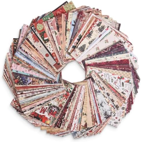 icceemee 200 Sheets Christmas Scrapbook Paper Set – Christmas Themed Craft Collage Paper for Junk Journaling, Bullet Journal, Poster Decor, Room Decoration, Card Making, and Gift Wrapping