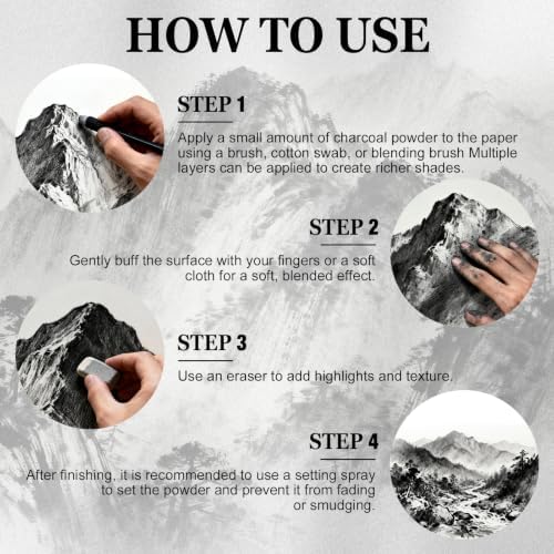 JAOJAO Charcoal Powder for Drawing 150ml for Drawing and Art