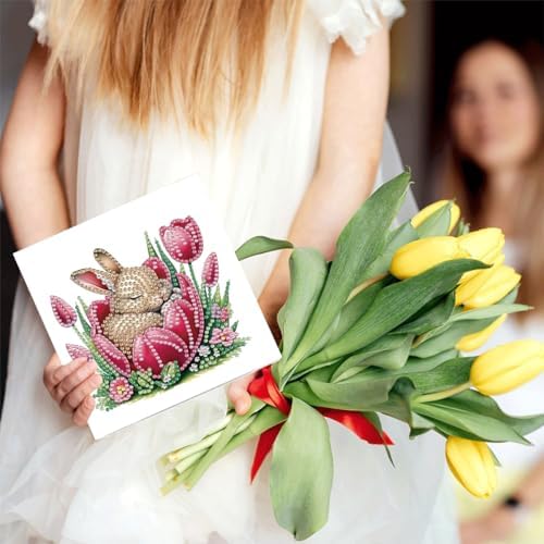 LSQFS 6Pcs Diamond Painting Greeting Cards, 5.9x11.81inch