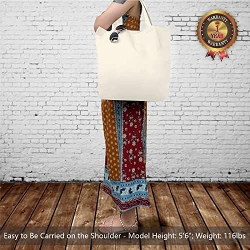 TOPDesign 12-Pack Super Strong Large 12oz Cotton Canvas Tote Bags, Reusable Grocery Shopping Cloth Bags, Fashionable Two-Tone Totes for Crafts, DIY Your Creative Designs