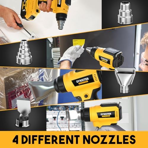 Cordless Heat Gun for Dewalt 20V Battery(NO Battery), 350W,LED Light,Fast Heating Soldering Hot Air Gun 1022℉-1328℉ Variable Temperature Control with 4pcs Nozzles&Scraper for Crafts, Shrink Wrap