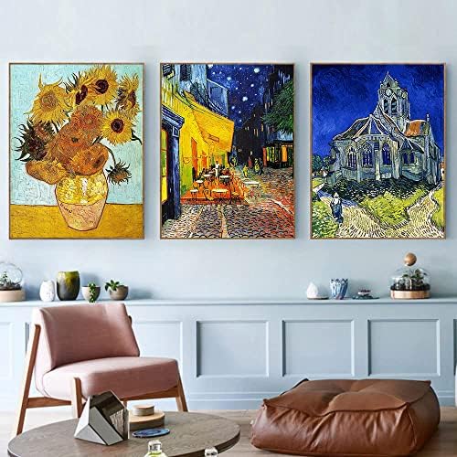 VeGuude Diamond Painting Kits for Adults, 6 Pack Van Gogh Starry Night Diamond Art Kits, 5D Full Drill DIY Crafts for Adults Home Wall Decor Sunflower Irises Café Terrace at Night [12x16in]