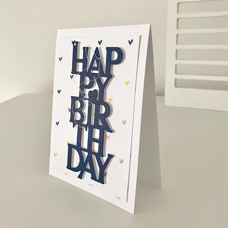 Lapoo Words Cutting Die for Scrapbooking - Durable, Cut Stencils for DIY Scrapbook Photo Album Decorative Paper Card, Card Making Supplies Party Wedding Decorations (Happy Birthday 4.9 x 2.4 in)