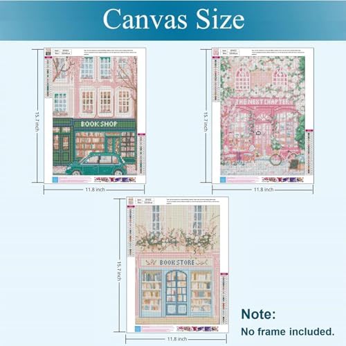 Gemozaic 3 Pack Book Store Diamond Painting Kits for Adults, 12 x 16 Inch