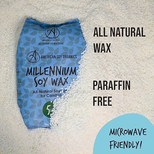 American Soy Organics Millennium Soy Beads for Candle Making - Natural Supplies - Paraffin-Free, Beeswax-Free Candle Wax for Container Candles, Tealights and Wax Melts, 10 lbs (Pack of 2)