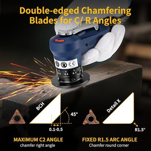Pneumatic Chamfer Tool, 30000 RPM Air Chamfer Tool with 8C & 6R Blades